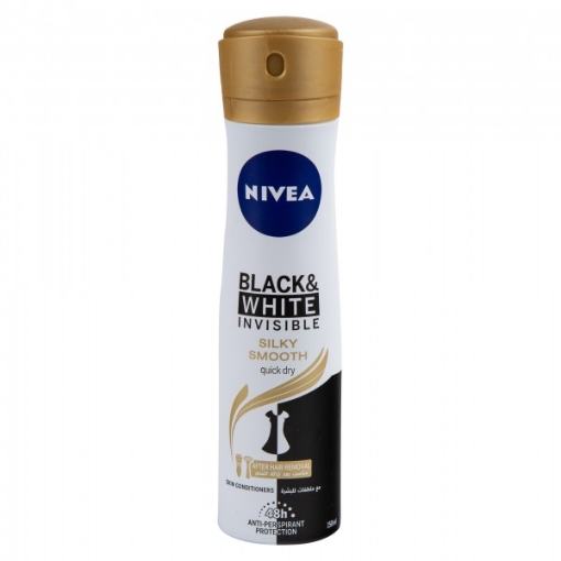 Picture of NIVEA LADIES DEODORANT SPRAY - BLACK & WHITE SILKY SMOOTH 150ml 