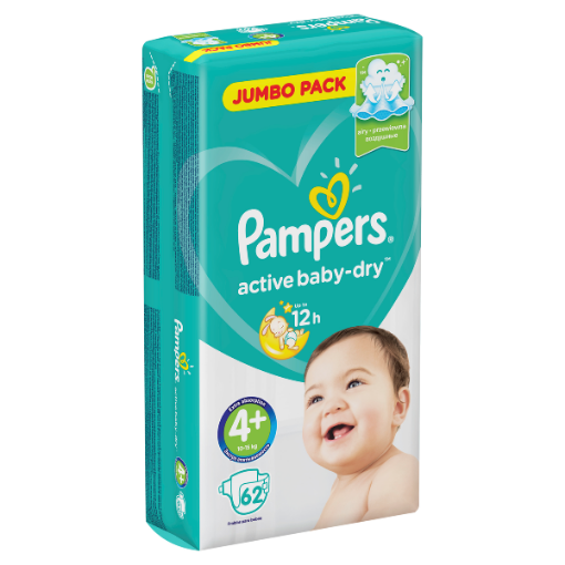 Picture of PAMPERS S4 PLUS MAXI ACTIVE BABY DIAPERS JUMBO PACK 1x62