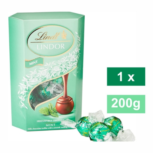 Picture of LINDT LINDOR CORNET CHOCOLATE TRUFFLES - MINT 1x200g
