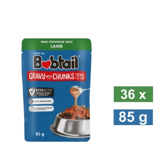 Picture of BOBTAIL DOG FOOD GRAVY CHUNKS POUCH - LAMB 36x85g