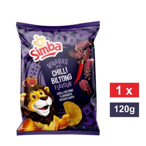 Picture of SIMBA CHILLI BILTONG FLAVOURED POTATO CHIPS 120g  