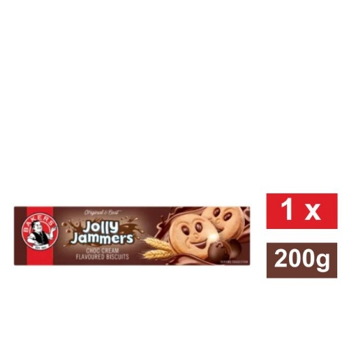 Picture of BAKERS JOLLY JAMMERS CHOC CREAM FLAVOURED BISCUITS 200g