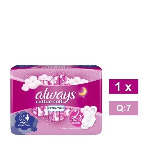 Picture of ALWAYS COTTON SOFT ULTRA THIN SANITARY PADS 7 's