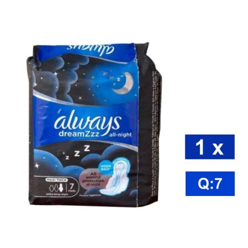 Picture of ALWAYS DREAMZZ ALL NIGHT MAXI THICK EXTRA LONG SANITARY PADS 7's