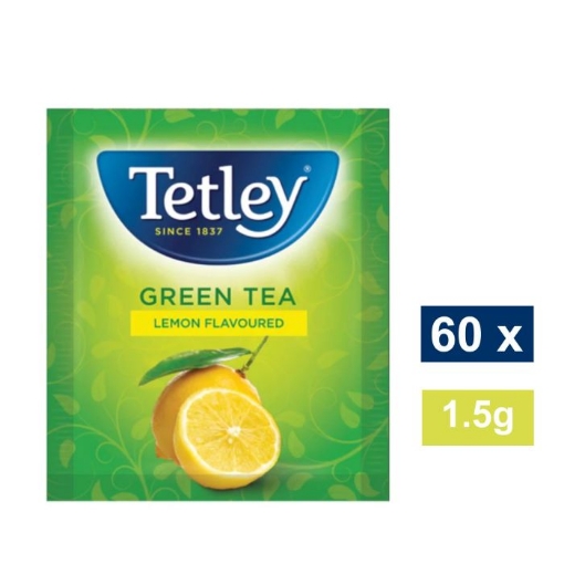 Picture of TETLEY LEMON FLAVOURED GREEN TEA ENVELOPES 60x1.5g 