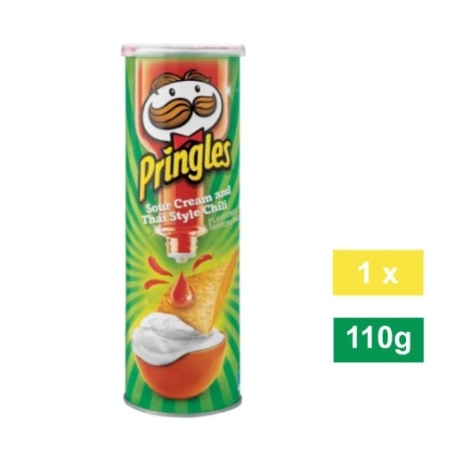 Picture of PRINGLES SOUR CREAM & THAI CHILLI FLAVOURED CHIPS 110g 