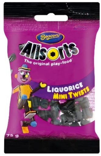 Picture of BEACON LIQUORICE ALLSORTS MINI TWISTS 75g