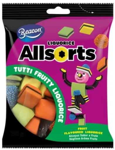 Picture of BEACON LIQUORICE ALLSORTS TUTTI FRUTTI FALVOURED LIQUORICE 75g