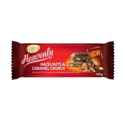Picture of BEACON HEAVENLY HAZELNUT & CARAMEL CRUNCH MILK CHOCOLATE SLAB 150g 