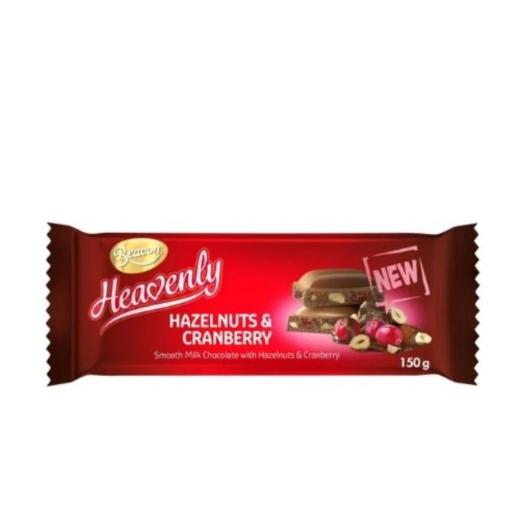 Picture of BEACON HEAVENLY HAZELNUT & CRANBERRY MILK CHOCOLATE SLAB 150g 