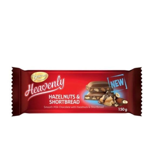 Picture of BEACON HEAVENLY HAZELNUT & SHORTBREAD MILK CHOCOLATE SLAB 150g  