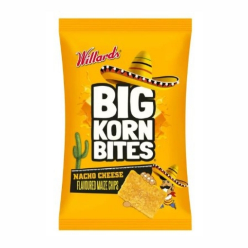 Picture of WILLARDS BIG KORN BITES NACHO CHEESE FLAVOURED MAIZE CHIPS 120g