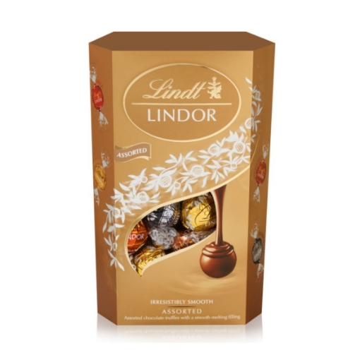 Picture of LINDT LINDOR GOLD ASSORTED CHOCOLATE CORNET TRUFFLES 337g 