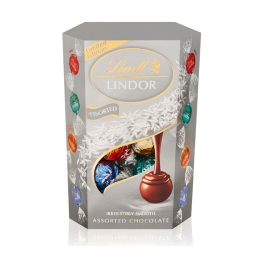 Picture of LINDT LINDOR SILVER ASSORTED CHOCOLATE CORNET TRUFFLES 200g 