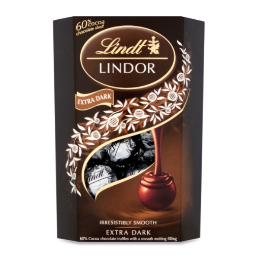 Picture of LINDT LINDOR 60% COCOA EXTRA DARK CHOCOLATE CORNET TRUFFLES 200g 