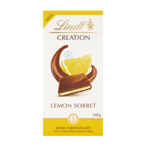 Picture of LINDT CREATION LEMON SORBET MILK CHOCOLATE BAR 150g 