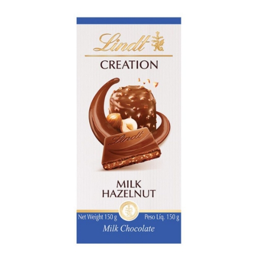 Picture of LINDT CREATION MILK HAZELNUT MILK CHOCOLATE BAR 150g 
