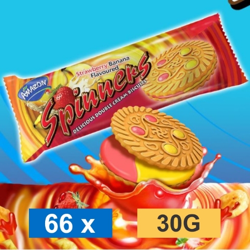 Picture of TRADE KINGS SPINNERS BISCUITS STRAWBERRY BANANA 66x30g
