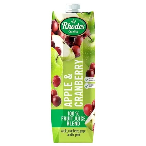 Picture of RHODES QUALITY 100% APPLE & CRANBERRY JUICE 1L