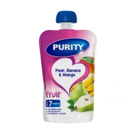 Picture of PURITY BABY FOOD PEAR, BANANA & MANGO POUCH 110ml