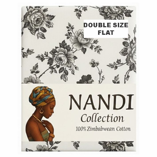 Picture of NANDI ROSA CHARCOAL GREY BED LINEN SET FLAT - DOUBLE 100%