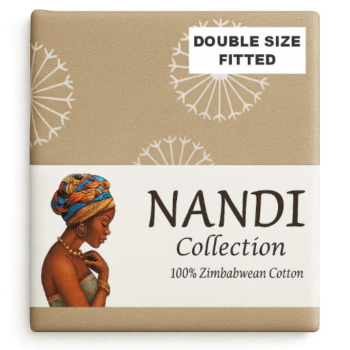 Picture of NANDI DANDILION MUSHROOM BED LINEN SET FITTED - DOUBLE 100% COTTON